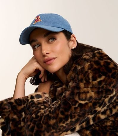 Gorra Aba Curva en Jeans con Bordado Osito