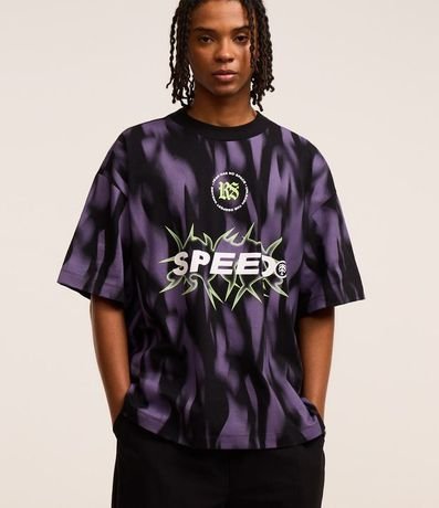 Remera Oversized en Algodón con Estampa Tribal "Speed"