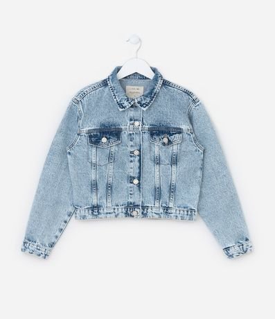Campera Corta Infantil en Jeans con Brillos - Talle 5 A 14 años