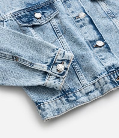 Campera Corta Infantil en Jeans con Brillos - Talle 5 A 14 años 4