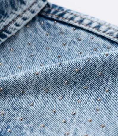 Campera Corta Infantil en Jeans con Brillos - Talle 5 A 14 años 5