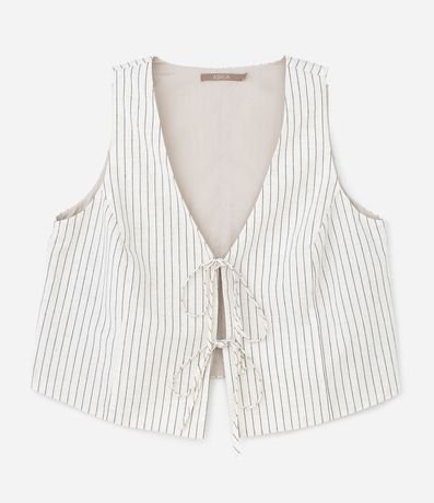 Blusa Chaleco en Viscolino Listrado con Amarrações delanteros Curve & Plus Size 5