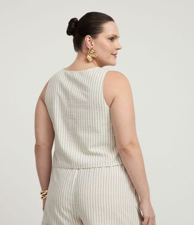 Blusa Chaleco en Viscolino Listrado con Amarrações delanteros Curve & Plus Size 4