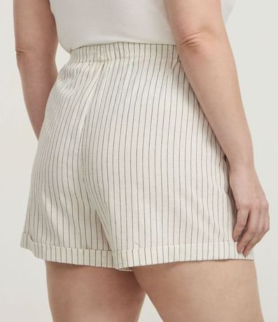 Short en Viscolino Listrado con Lazo en la Cintura y Bolsos Curve & Plus Size 4