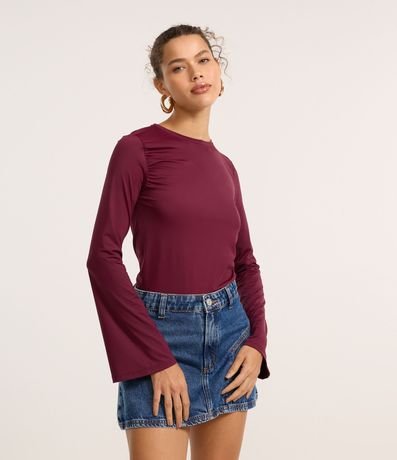 Blusa en Microfibra con Manga Godê y Fruncido