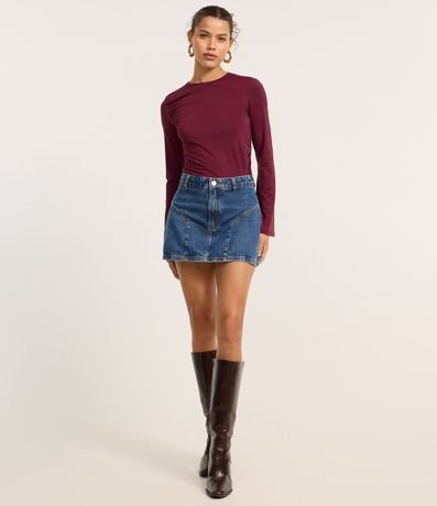 Blusa en Microfibra con Manga Godê y Fruncido 2