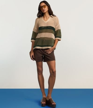 Remera en Punto Texturizado y Cuello Polo 5