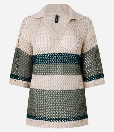 Remera en Punto Texturizado y Cuello Polo 6