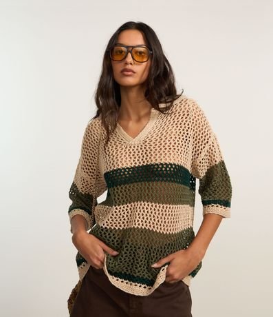 Remera en Punto Texturizado y Cuello Polo 1