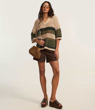 Remera en Punto Texturizado y Cuello Polo 2