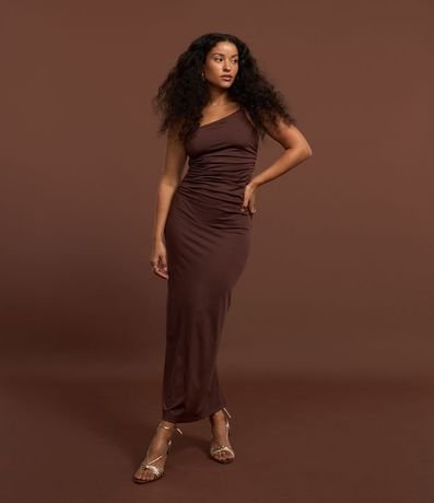 Vestido Midi Metalizado con Hombro Único y Breteles Dobles 5