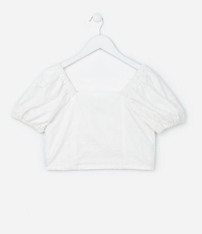 Blusa Infantil Cropped en Tricolina Bordada – Talle 5 A 14 años