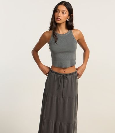 Pollera Evasê New Midi en Algodón Desteñido con Volados 2