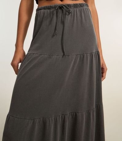 Pollera Evasê New Midi en Algodón Desteñido con Volados 4