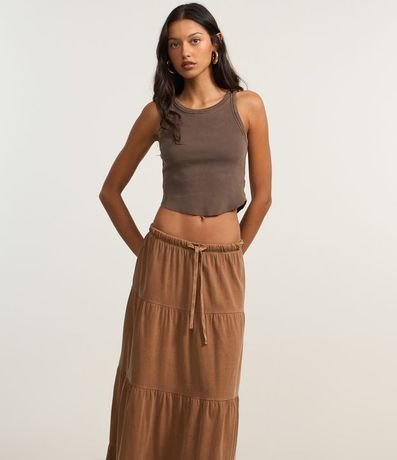 Pollera Evasê New Midi en Algodón Desteñido con Volados 2