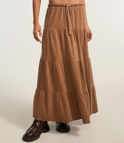 Pollera Evasê New Midi en Algodón Desteñido con Volados 3