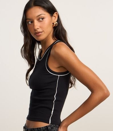 Musculosa en Rib con Frisos Contrastantes 3