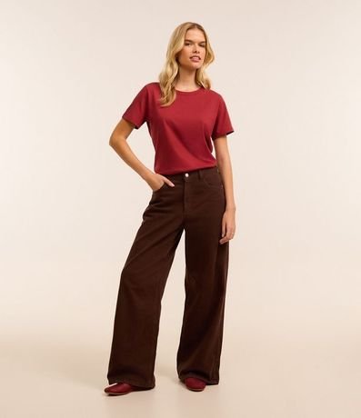 Blusa Alargada Básica en Algodón con Cuello Redondo y Manga Corta 3