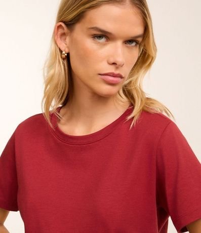 Blusa Alargada Básica en Algodón con Cuello Redondo y Manga Corta 4