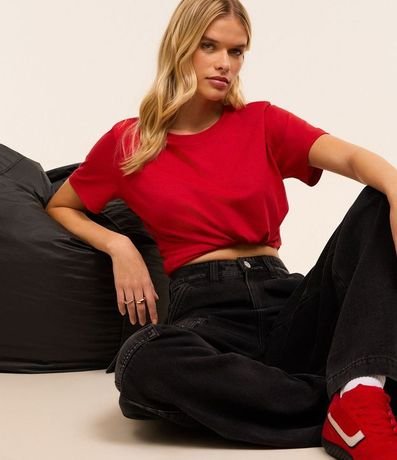 Blusa Alargada Básica en Algodón con Cuello Redondo y Manga Corta 2