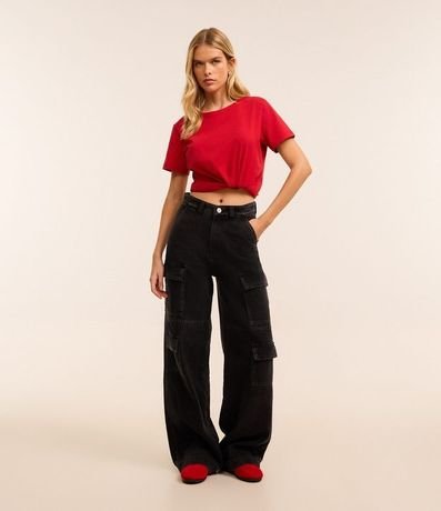 Blusa Alargada Básica en Algodón con Cuello Redondo y Manga Corta 3