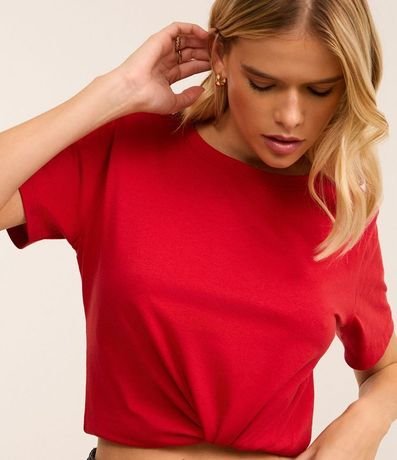Blusa Alargada Básica en Algodón con Cuello Redondo y Manga Corta 4