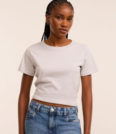 Blusa Alargada Básica en Algodón con Cuello Redondo y Manga Corta 2