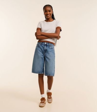 Blusa Alargada Básica en Algodón con Cuello Redondo y Manga Corta 5