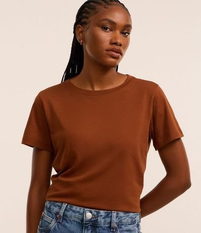 Blusa Alargada Básica en Algodón con Cuello Redondo y Manga Corta 2