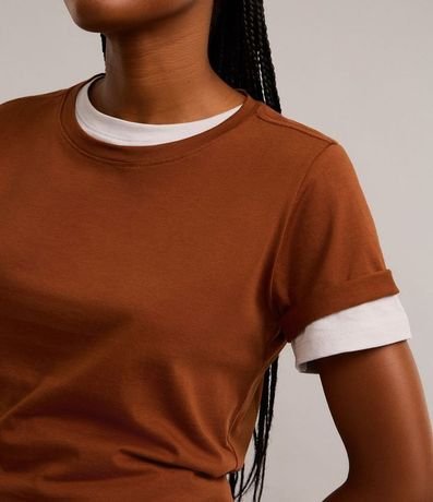 Blusa Alargada Básica en Algodón con Cuello Redondo y Manga Corta 4