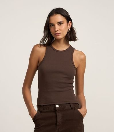 Blusa Musculosa Básica en Rib con Ligera Textura