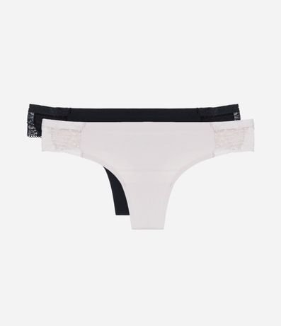 Kit 02 Bombachas Bikini Hilo en Microfibra con Detalle de Encaje