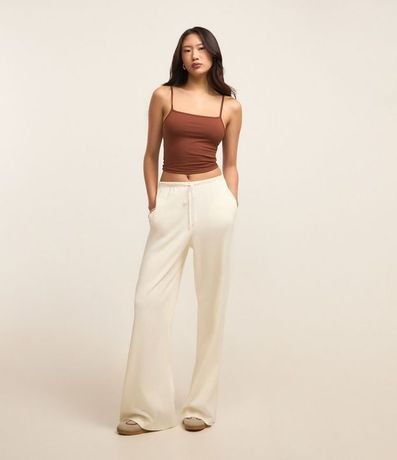 Pantalón en Rib con Lazo en La Cintura