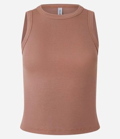 Blusa Cropped sin Manga en Ribana con Cuello Redondo 4