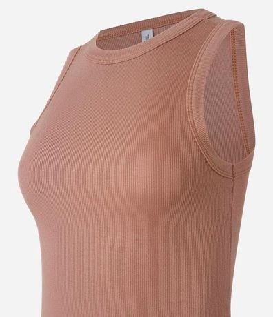 Blusa Cropped sin Manga en Ribana con Cuello Redondo 5