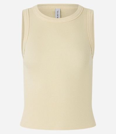 Blusa Cropped sin Manga en Ribana con Cuello Redondo 6