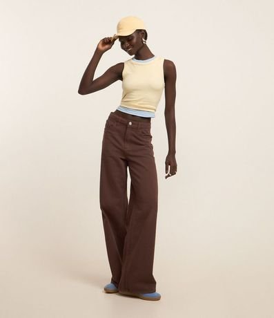 Blusa Cropped sin Manga en Ribana con Cuello Redondo 2