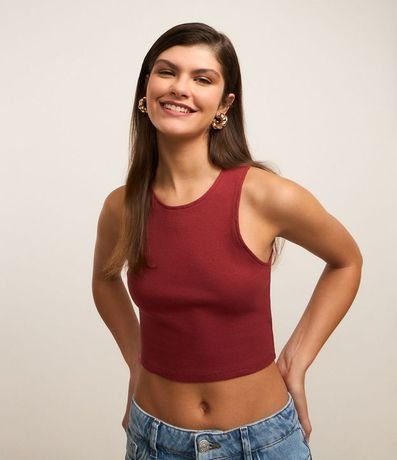 Blusa Cropped sin Mangas en Algodón Acanalado 2