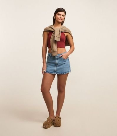 Blusa Cropped sin Mangas en Algodón Acanalado 3