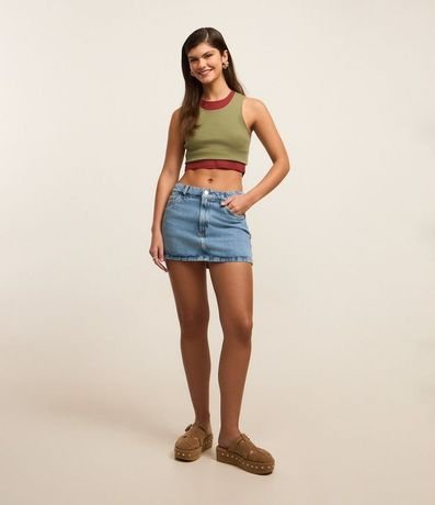 Blusa Cropped sin Mangas en Algodón Acanalado 2