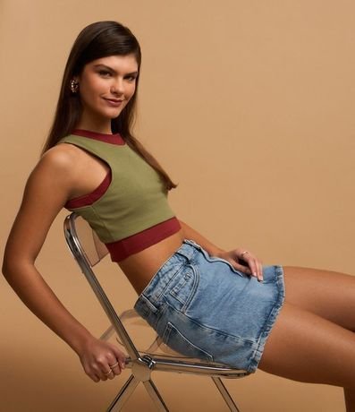 Blusa Cropped sin Mangas en Algodón Acanalado 3