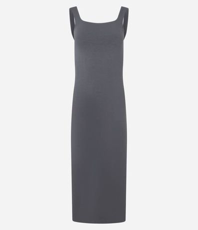 Vestido Midi en Algodón con Escote Cuadrado