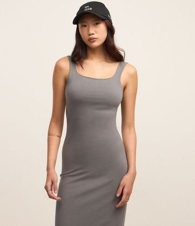 Vestido Midi en Algodón con Escote Cuadrado 3