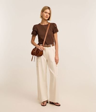 Blusa en Algodón con Detalle en Efecto Ganchillo en la Manga 2