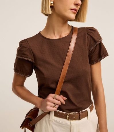 Blusa en Algodón con Detalle en Efecto Ganchillo en la Manga 4