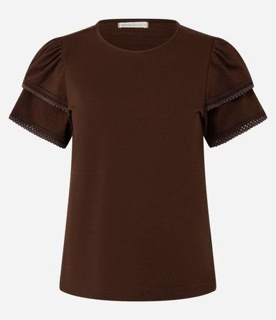 Blusa en Algodón con Detalle en Efecto Ganchillo en la Manga 5