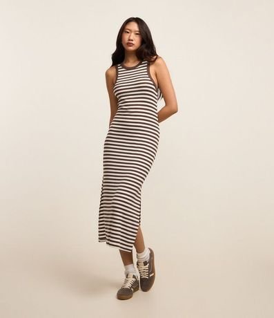 Vestido Midi en Rib Rayada