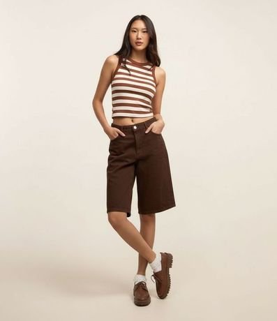 Blusa Musculosa en Viscosa Rayada y con Textura