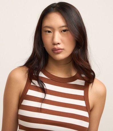 Blusa Musculosa en Viscosa Rayada y con Textura 4