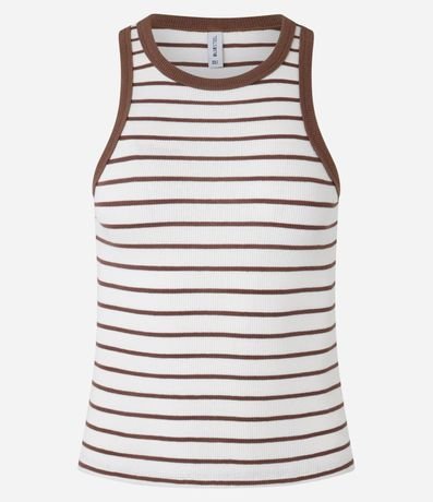 Musculosa en Rib Rayada con Bies Contrastante 5